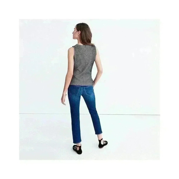Madewell French Rib Tie-Waist Tank Shirt XXS Gray Stripe Textured Sweater Knit - Picture 3 of 7